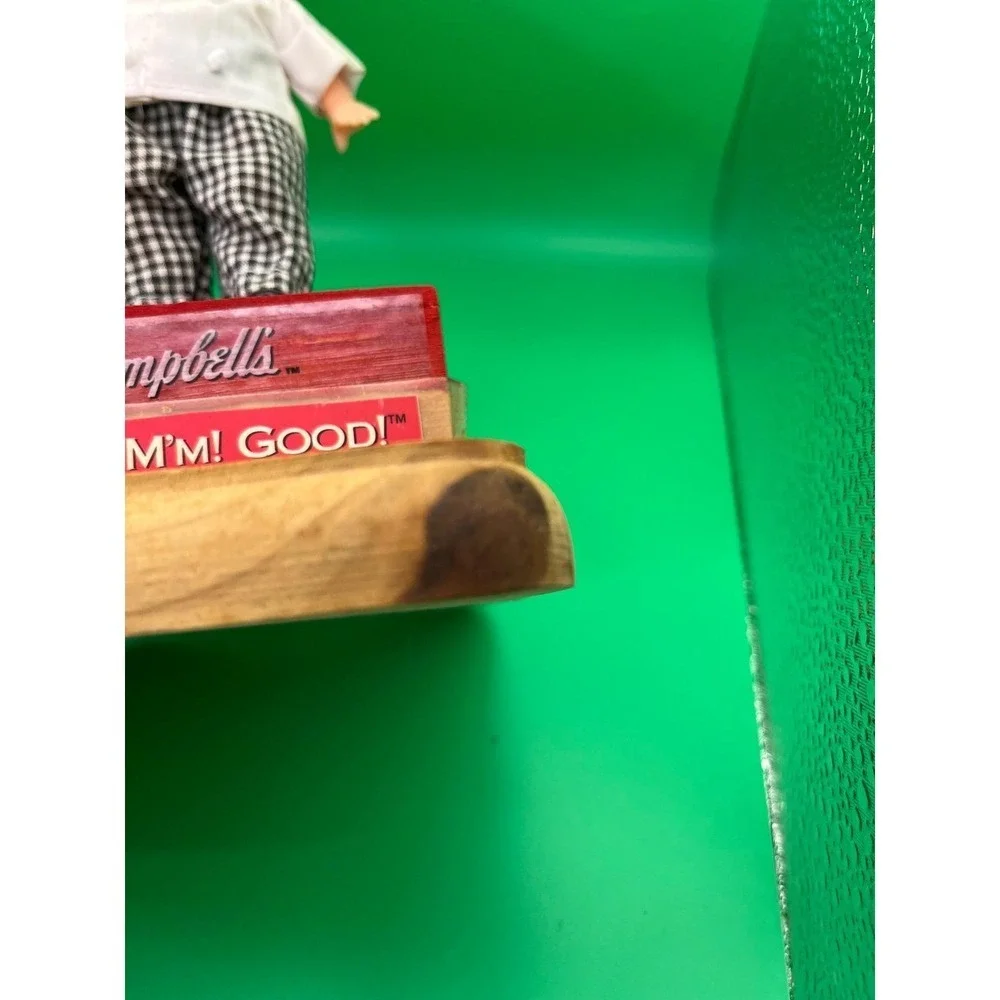 Vintage Campbell Kids Musical Moving Figurine Wood Base Chef & Girl Collectible